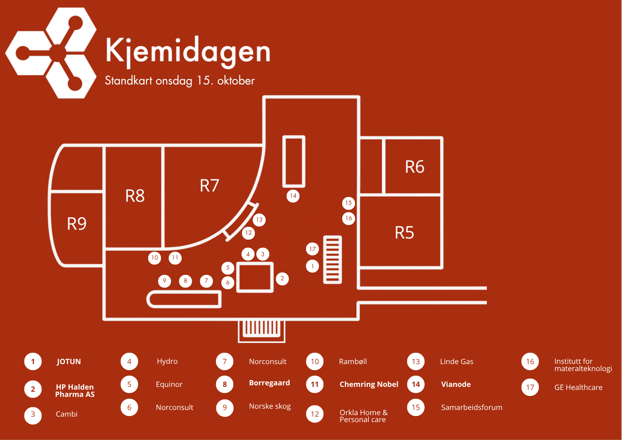 Map of the stands in Realfagsbygget, second day